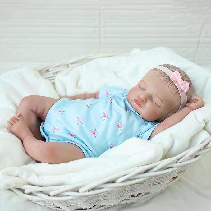 Realistic Reborn Baby Dolls - 18 inch Rosalie Newborn Baby Sleeping Girl, Cloth Body Poseable Real Life Baby Dolls Birthday Gift for Kids Age 3+…