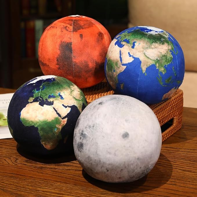 Ultra-ealistic 3D Planet,Moon,Earth,The Sun,Pillow Plush Toys,for Kids Teens Adults, for Teachers and Parents, Educational Toy Learning, 10.6 in (The Earth)