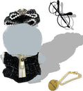 Clothes for Labubu,5 Sets Clothes Compatible with Labubu,Black Dress Outfit + Fake Glasses + Chain,Suitable for 17cm 14cm / 6.7in 5.5in Dolls Accessories