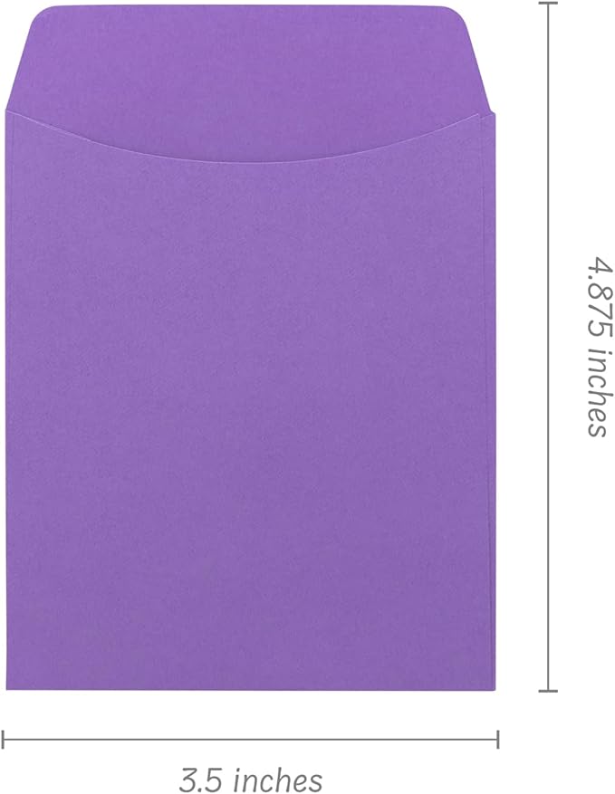 Hygloss 30 Library Card Pockets 3.5x5 Inch - Non-Adhesive Pocket Envelopes - Violet - Classroom Envelope Pockets - Ideal for Organizing - Colorful Small Library Book Pocket
