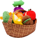 Toddler Pretend Play Food Toy 12M+, Soft Plush Baby Montessori Fruit Basket, Kid Sensory Kitchen Grocery Playset Early Educational Gift for 1 2 3 Year Infant Boy Girl