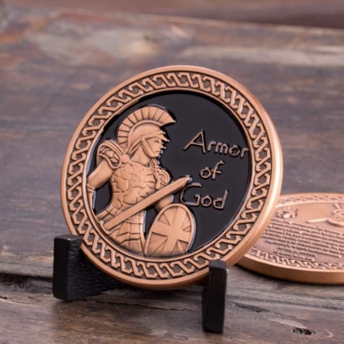 Armor of God Challenge Coin - Antique Copper - Collector's Medallion - Military Coins Designed by US Military Veterans (Pack of 2)