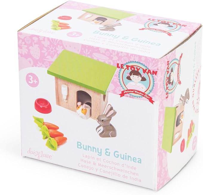 Le Toy Van - Adorable Wooden Daisylane Bunny & Guinea Accessories Play Set for Dolls Houses | Girls Dolls House Furniture Sets - Suitable for Ages 3+ (ME045)