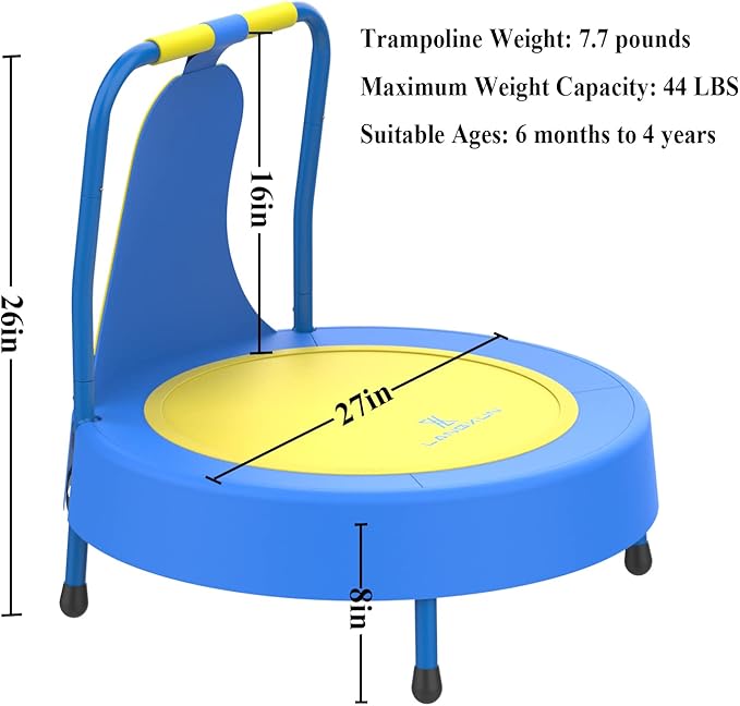 LANGXUN Baby & Toddler Toys, Mini Toddler Trampoline, Birthday Gifts for Baby Toddler Boys & Girls, Toddler Gift Ideas, Indoor Outdoor Trampolines for Kids Ages 6 Months to 4 Years