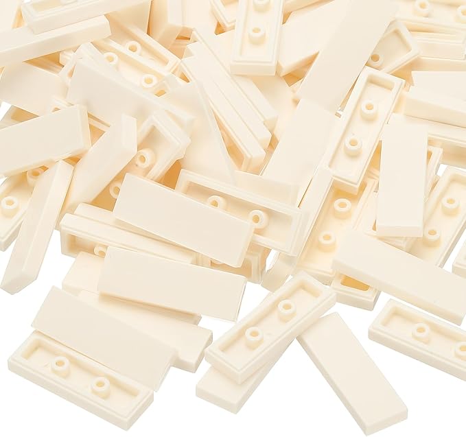 PATIKIL 122 Pcs Flat Blocks Bulk, 1x3 Square White Classic Tiles Smooth Surface Mini Building Blocks Accessories Compatible Bricks Kits for Building Floor Walls Mosaic Pixel Arts