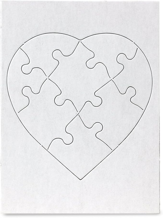 Hygloss 8 Blank Heart Puzzles with Envelopes – 6 x 8 Inches – Ideal for Valentine’s Day Crafts – Write, Draw, and Decorate – 8 Pieces Each