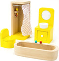Wooden Dollhouse Furniture|Made of Safe Wood and Bright Water-Based Paint|Compatible with Most Doll Houses|Bathroom
