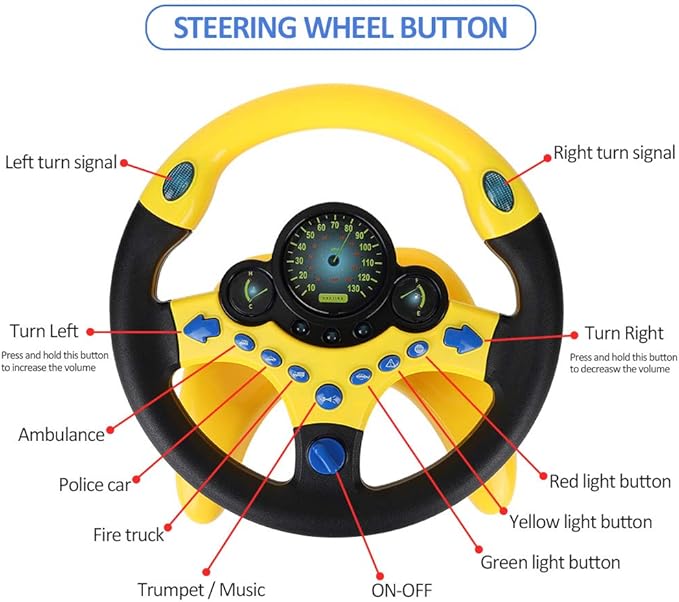 Coherny Simulated Driving Controller Portable Simulated Driving Steering Wheel Copilot Toy Children's Educational Sounding Toy Small Steering Wheel Toy Gift Funny Interactive Driving Wheel with Music