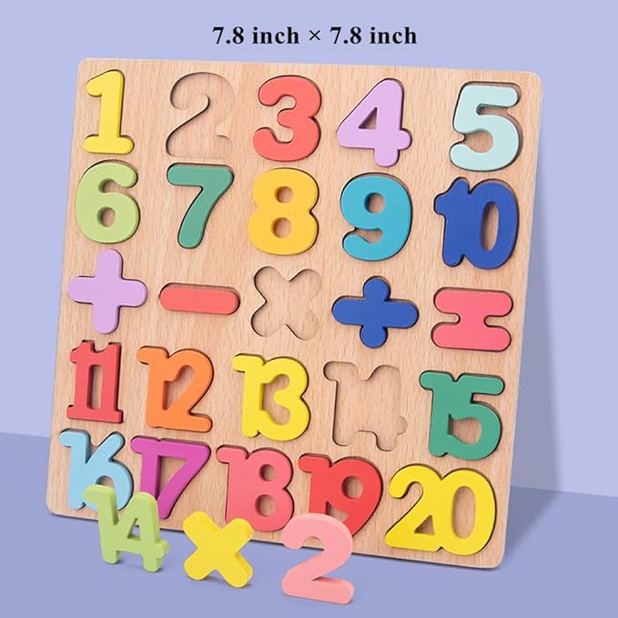 Wooden Puzzles for Toddlers, Alphabet Puzzle and Number Puzzle, Preschool Educational Learning Toys with Chunky Wood ABC Puzzle Board, for Girls Boys Kindergarten