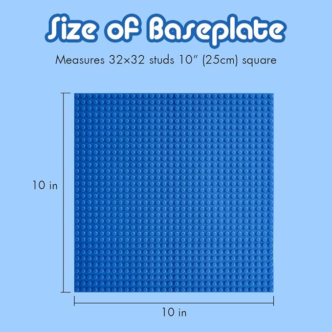 Lekebaby Classic Baseplates Building Base for Building Bricks 100% Compatible with Major Brands-Baseplate 10" x 10", Pack of 6 (Blue)