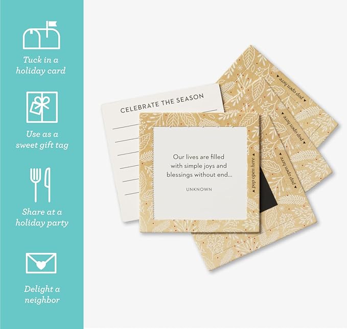 Compendium ThoughtFulls Pop-Open Cards — 4-Pack of Believe, Shine, Holiday Cheer, Merry Christmas — 120 Pop-Open Cards, Each with a Different Message Inside