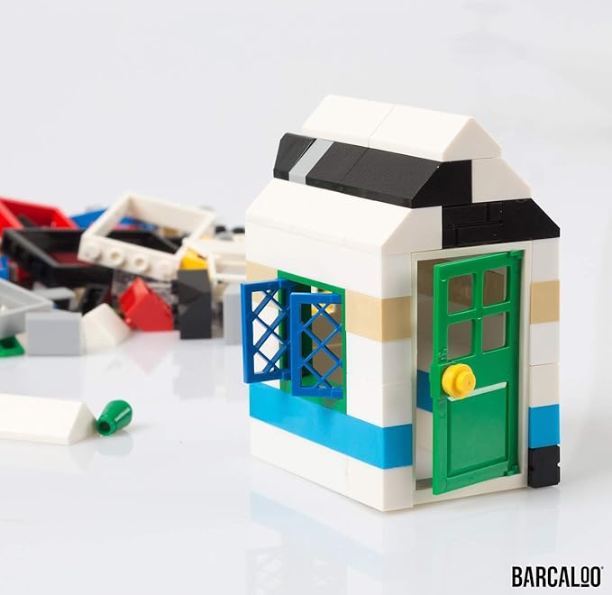 Barcaloo 200 Piece Windows, Doors, and Roof Tops Building Bricks Play Set, 7 Classic Colors, Includes Windows, Doors, and Roof Pieces, Classic Colors