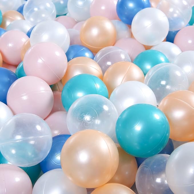 Ball Pit Balls Pack of 100 200 500 - Star and Round Set BPA Free Phthalate Free Non-Toxic Crush Proof Play Balls Soft Plastic Balls for Toddlers Baby Kids Birthday Pool Tent Party