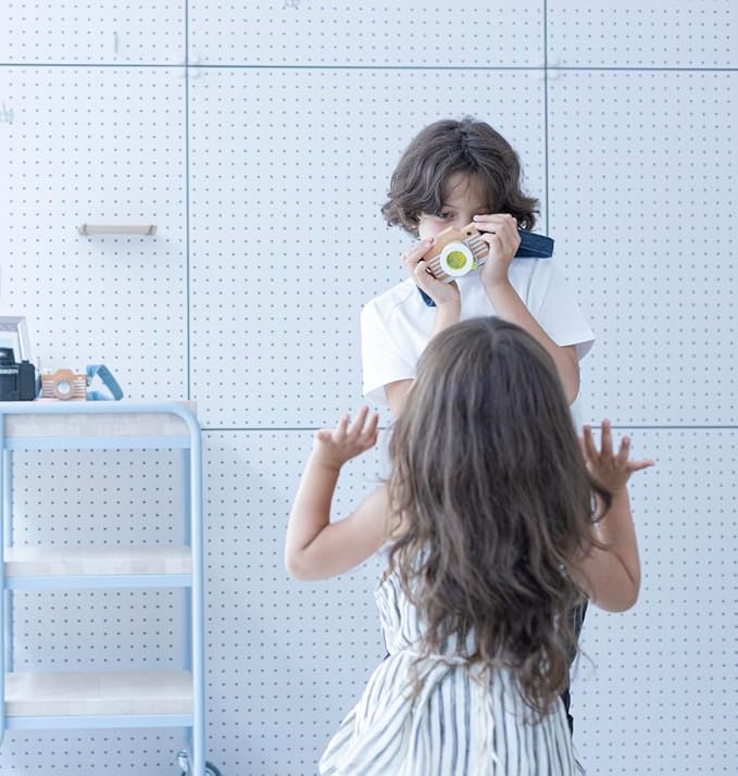 kiko+ Wooden Pretend Play Camera with Yellow & Kaleidoscope Lens for Toddlers and Kids