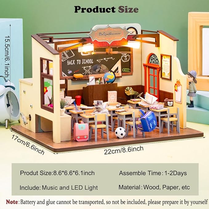 DIY Miniature Dollhouse Kit with Music,Wooden Dollhouse for Adults to Build,Mini House Kit Christmas Birthday Gifts for Adult Friend Love