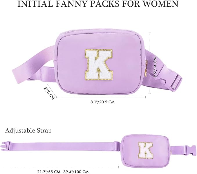 YOOLIFE Birthday Gifts for Women - 30th 40th 50th 60th 70th Birthday Gifts for Mom Daughter Her Friend Sister Girlfriend, Personalized Gifts Christmas Gifts, Initial Belt Bag Crossbody Bags, Purple S