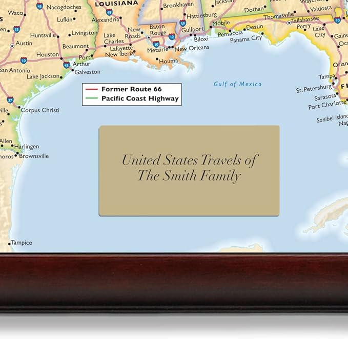 Map Your Travels Personalized U.S. Traveler Wall Art | Premium Wood Frame | Detailed USA Wall Art | Framed size 33"x21"