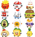 12 Packs Food Building Block Sets, Food Micro Set, Mini Fruit Figurines Building Blocks, Food-Themed Micro Blocks Building Set for Adults Home Decor