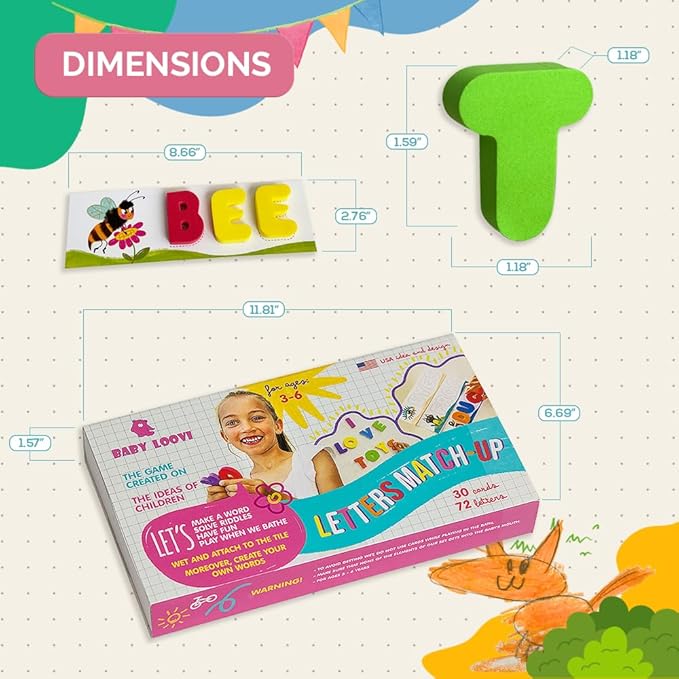 See & Spell Learning Educational Toys - Letters Match-up - CVC Word Builder Learn Alphabet in Game - 30 Double-Sided Flash Cards - Set 102pcs - Bath Foam Letters