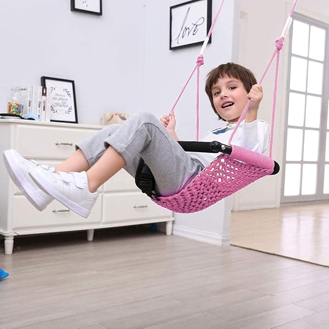 Toddler Swing & 2-in-1Baby Swing - Adjustable Rope Swing Seat for Kids Indoor & Outdoor Durable Backyard Swing Set for Infants & Toddlers(Pink)