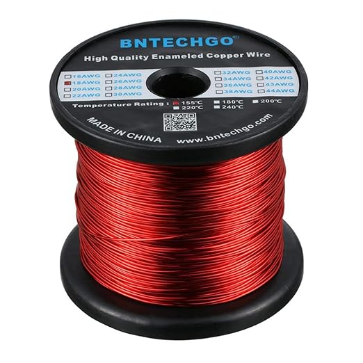 BNTECHGO 18 AWG Magnet Wire - Enameled Copper Wire - Enameled Magnet Winding Wire - 5 lb - 0.0393" Diameter 1 Spool Coil Red Temperature Rating 155℃ Widely Used for Transformers Inductors