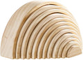Wooden Rainbow Stacking Toy, 12 Piece Natural Wood Stacker, Extra Large Rainbow Stacking Toy, Nesting Puzzle Building Blocks Educational Toys for Kids Toddlers