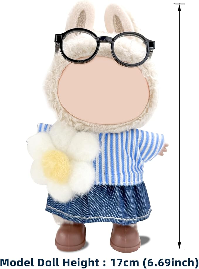 17cm Doll Clothes Set-Adorable Outfits for Dolls-Stylish Accessaries Clothes Dress-Up-Replaceable Clothing Collections, Includes—Glasses+Blouse+ Skirt+Shoes (Style A)