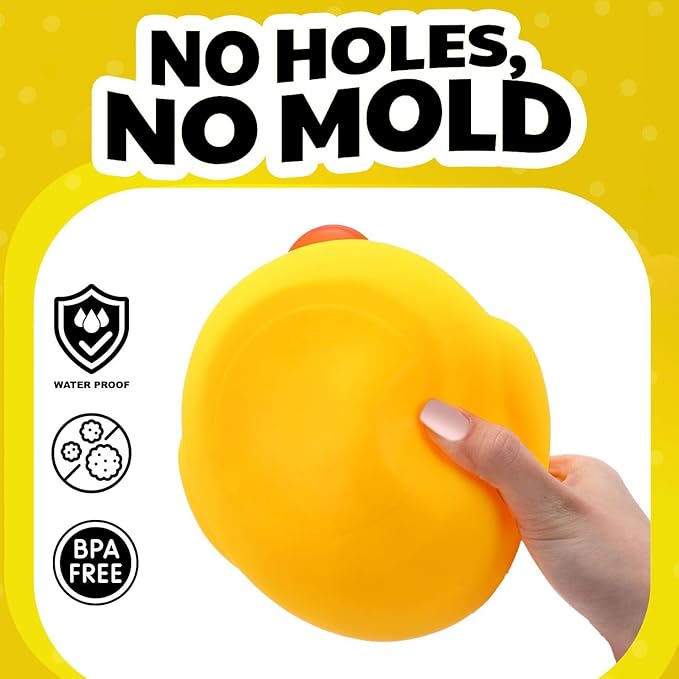 XL Jumbo Large Rubber Duck Bath Toy - No Hole Giant Duck, Waterproof Big Duckie Baby Shower Water Toy Without Hole for Kids Home, Decor, Party Gift 8-Inches (Yellow)