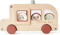 Wooden Animal Bus Toy with 3 Removable Animal - Shaped Discs, Designed with Pop Up, Roll and Ride Toy for Toddler Aged 3 Years and Up, Interactive Montessori Educational Toy for Toddlers' Daily Play
