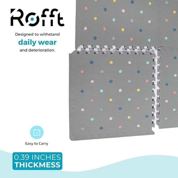 Soft Non-Toxic Baby Play Mat, Toddler Playmat, Colorful Jigsaw Puzzle PlayMat, Tiles 24 x 24 inch Foam Floor Mats for Kids & Babies | EVA Foam Interlocking Tiles for Nursery, Playroom (Grey 6 PCS)