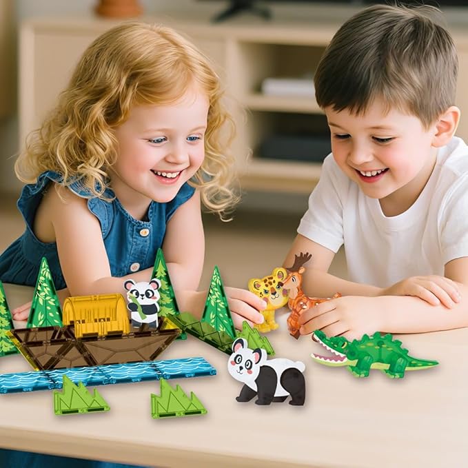 Magnetic Tiles Set Rare Animals Theme Toys, Magnet Tiles Building Blocks Toys for Kids Ages 3+