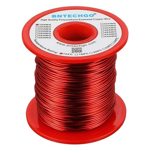 BNTECHGO 18 AWG Magnet Wire - Enameled Copper Wire - Enameled Magnet Winding Wire - 1.0 lb - 0.0393" Diameter 1 Spool Coil Red Temperature Rating 155℃ Widely Used for Transformers Inductors