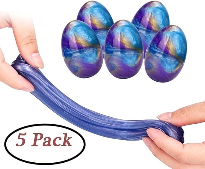 Anditoy 5 Pack Slime Eggs Stress Relief Toys for Kids Boys Girls Christmas Stocking Stuffers Gifts Party Favors (Blue+Purple+Gold)