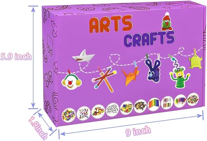 2000 Pcs DIY Arts and Crafts Supplies Kit for Kids - Kids Craft Kits Art Supplies Material Set with Pipe Cleaner All in 1 Crafting Collage Activity for Toddlers Gifts Toys Age 5 6 7 8 9 Year Old Girls