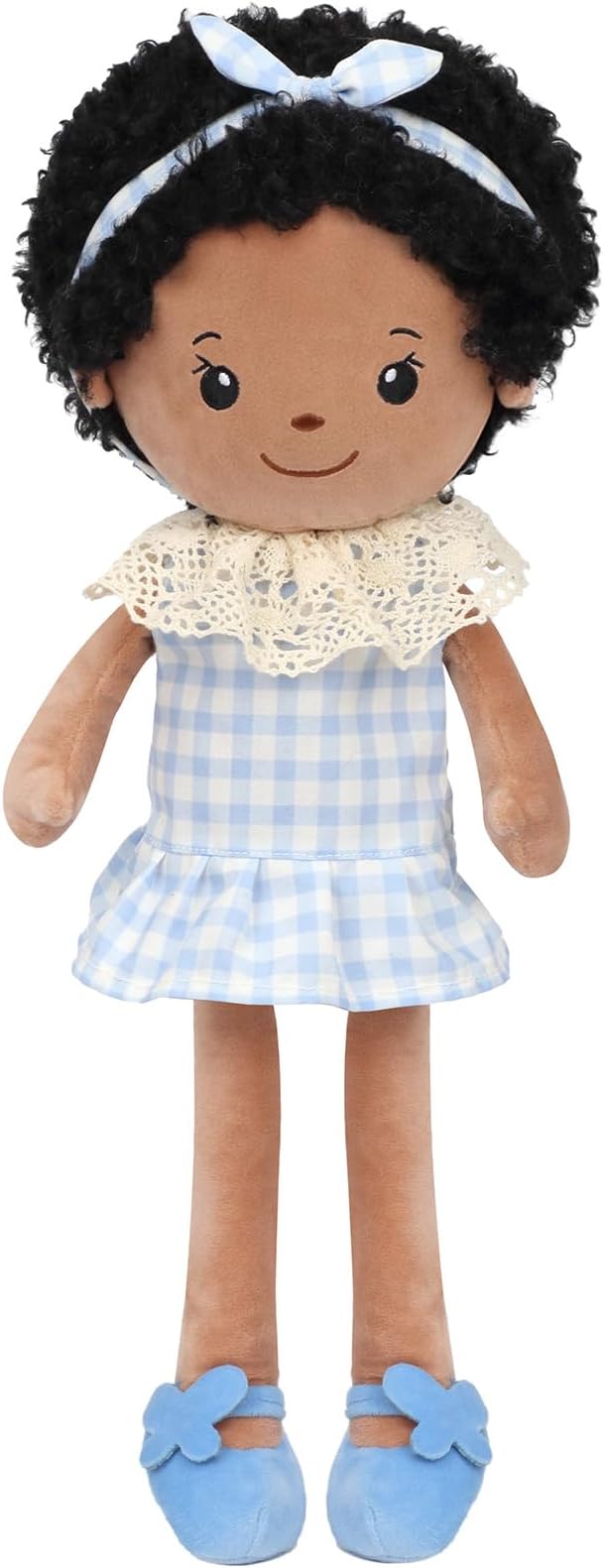 Soft Baby Doll Toys (16'') Baby Rag Doll for Girls Birthday Cuddly Plush Toys for Toddler Kids (Black)