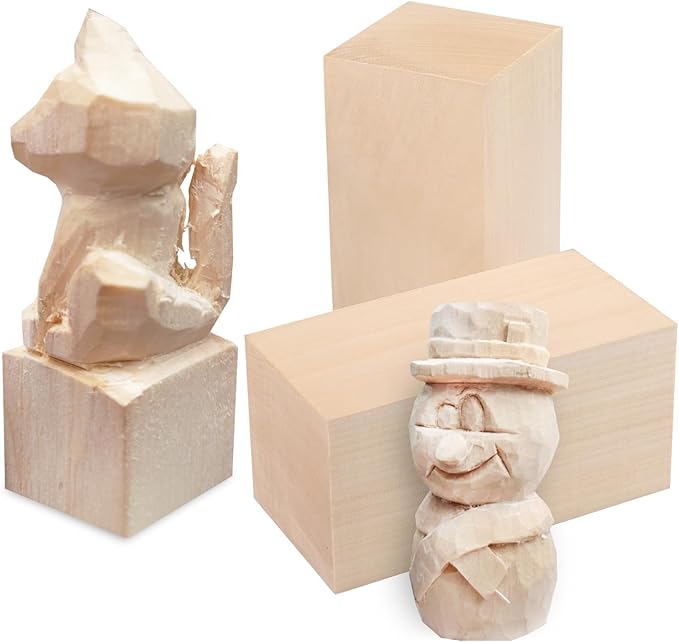 6 Pack Basswood Carving Blocks, 6x3x3 Inches Basswood Blocks for Beginner to Advanced Carvers, Ideal for DIY Projects and Gifts, Soft and Smooth, Easy Whittling and Carving,by GNIEMCKIN