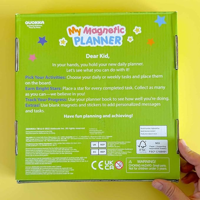 QUOKKA Magnetic Chore Chart for Kids with 72 Routine Magnets & Star Rewards - Foldable Visual Daily Responsibility Schedule and Behavior Chart for Kids - Help Kids Build Good Habits and Independence