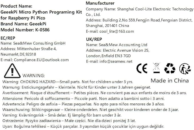GeeekPi Micro Python Programing Kit for Raspberry Pi Pico, Breadboard, I2C 1602 LCD Display Module for Raspberry Pi Beginners & Software Engineer