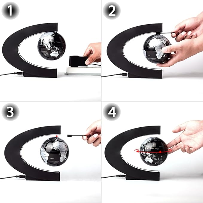 Magnetic Levitation Floating Globe with LED Light Anti Gravity Levitating World Map Office Home Bedroom Desk Gadget Decor Unique Birthday Gift for Men Kids Husband Boss