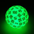 Bescon Super Jade Glow in Dark Polyhedral Dice 100 Sides, Luminous D100 die, 100 Sided Cube, Glowing D100 Game Dice