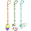Toy Straps for Baby, Adjustable Toy Holder for Stroller Accessories, Silicone Tether Pacifier Clip, No Throw Travel Essential Leash for High Chair, Car Seat (3- Pack)