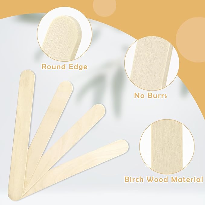 WISYOK 1500 PCS Wooden Popsicle Sticks for Crafts, 6 Inch Wood Craft Sticks, Wide Lollipop Sticks, Treat Sticks Ice Pop Sticks for Creative Designs or Children Education, Home Art Projects