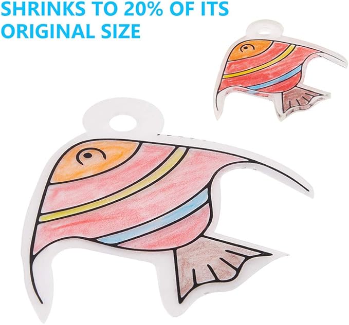 Shrink Art Kit - 166 Pcs with 10 Pcs Shrink Film Paper, 8 Pcs Patterned Shrinky Plastic Paper, Hole Punch, Keychains & Pencils for Crafts and DIY Keychains