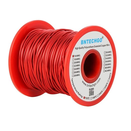 BNTECHGO 16 AWG Magnet Wire - Enameled Copper Wire - Enameled Magnet Winding Wire - 1.0 lb - 0.0492" Diameter 1 Spool Coil Red Temperature Rating 155℃ Widely Used for Transformers Inductors