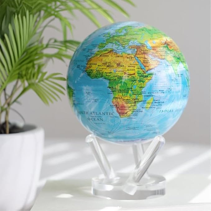MOVA Globe – Blue Relief Map 6” | Solar-Powered Rotating World Globe with Terrain Detail | No Batteries or Cords | Elegant Desk Décor or Educational Gift