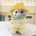 5 Pcs/Set 15-17cm Doll Clothes for Labb Rabbit Bunny, Lovely Girly Doll Clothing Straw Hat+Overalls+T-Shirt+Handbag+Canvas Shoes, Fashionable Outfit for Dress up, Doll Costume Fashion Dresses -Yellow