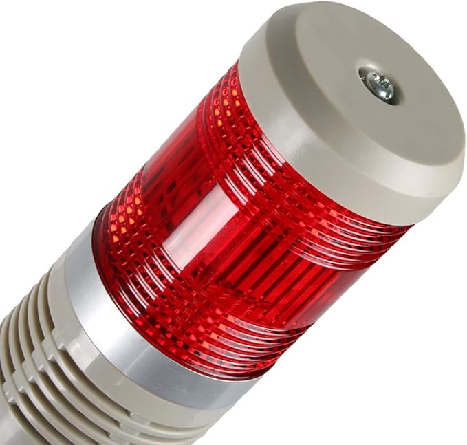 Industrial 1-Layer Stack LED Warning Light with Buzzer for Safety, DC 12V