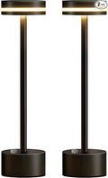 PUSU Cordless Table Lamp Set of 2, Battery Powered LED Desk Lamp Portable Table Lights 3-Level Brightness Touch Control, Lighting for Home Office Bedroom Hotel Restaurant Outdoor Night Light(Black)