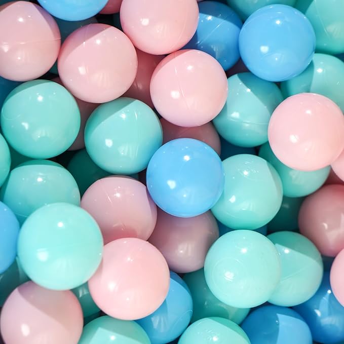 Ball Pit Balls Pack of 100 200 500 - Star and Round Set BPA Free Phthalate Free Non-Toxic Crush Proof Play Balls Soft Plastic Balls for Toddlers Baby Kids Birthday Pool Tent Party
