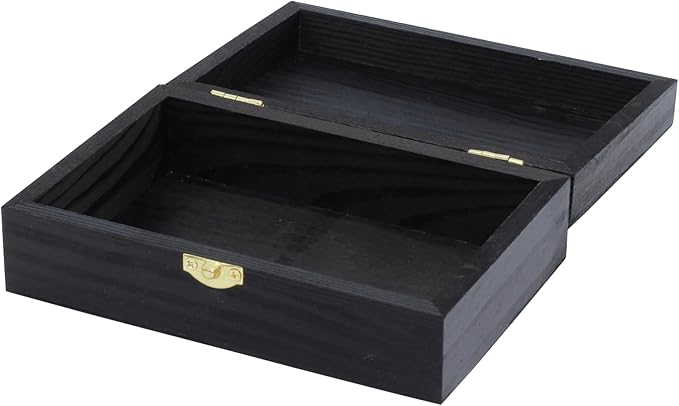 Creative Hobbies Black Wooden Keepsake Box with Gold Clasp - 6″ × 4″ × 2″ Painted Storage Case for Jewelry, Photos, Crafts & Gifts